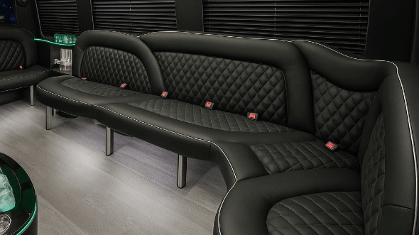 Interior of Charter Bus Company Columbia's 15 Passenger Party Bus in Columbia