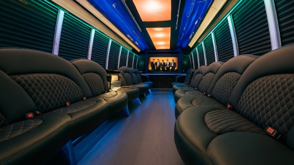 Interior of Charter Bus Company O'Fallon's 20 Passenger Party Bus in O'Fallon