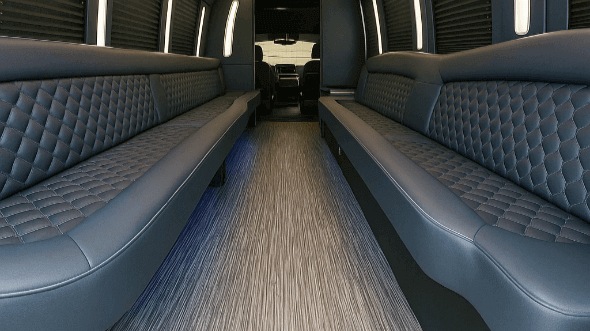 Interior of Charter Bus Company Florissant's 25 Passenger Party Bus in Florissant