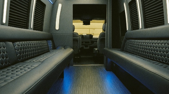 Interior of Charter Bus Company Independence's 28 Passenger Party Bus in Independence