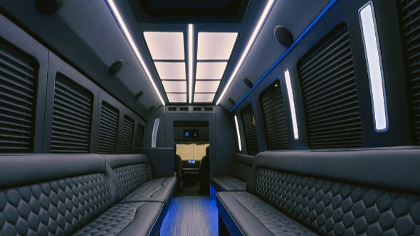 Interior of Charter Bus Company Independence's 40 Passenger Party Bus in Independence