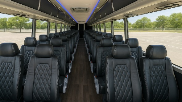 Interior of Charter Bus Company St Louis's 44 Passenger Charter Bus in St Louis