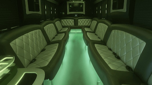 Interior of Charter Bus Company Independence's 50 Passenger Party Bus in Independence