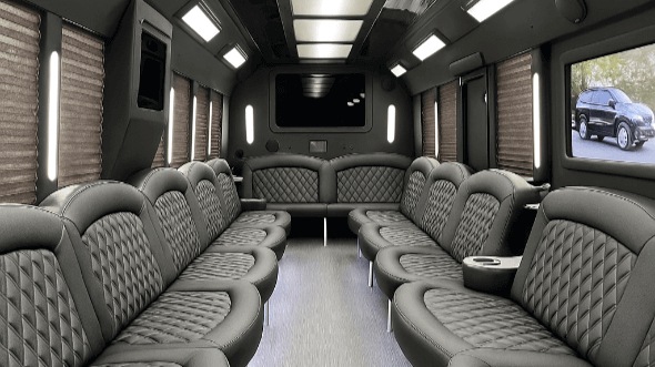 Interior of Charter Bus Company St. Charles's 50 Passenger Party Bus in St. Charles