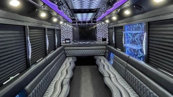 Interior of St Louis Party Bus Company's 50 Passenger Party Bus in St Louis